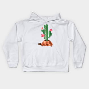 Turtle Cactus Illustration Kids Hoodie